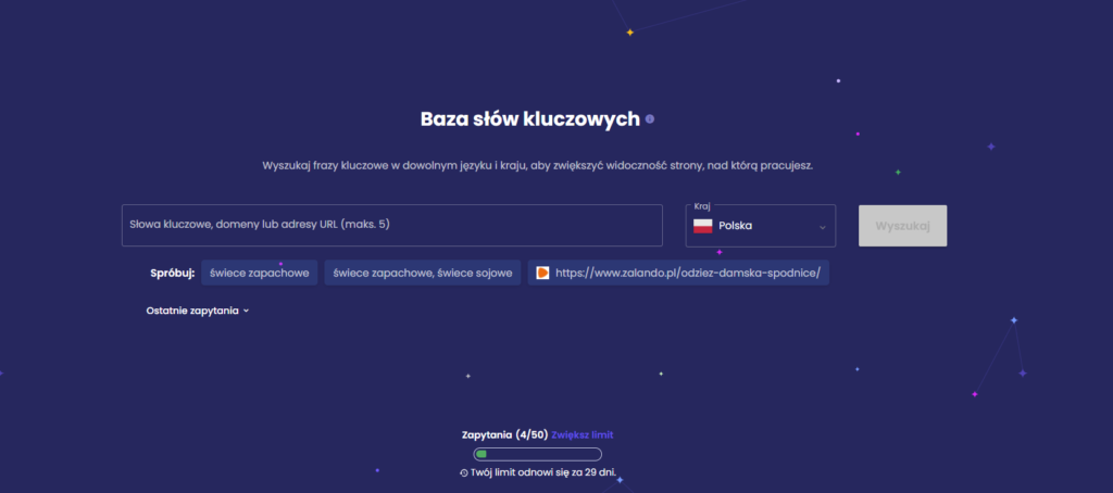 Baza słów kluczowych w Senuto